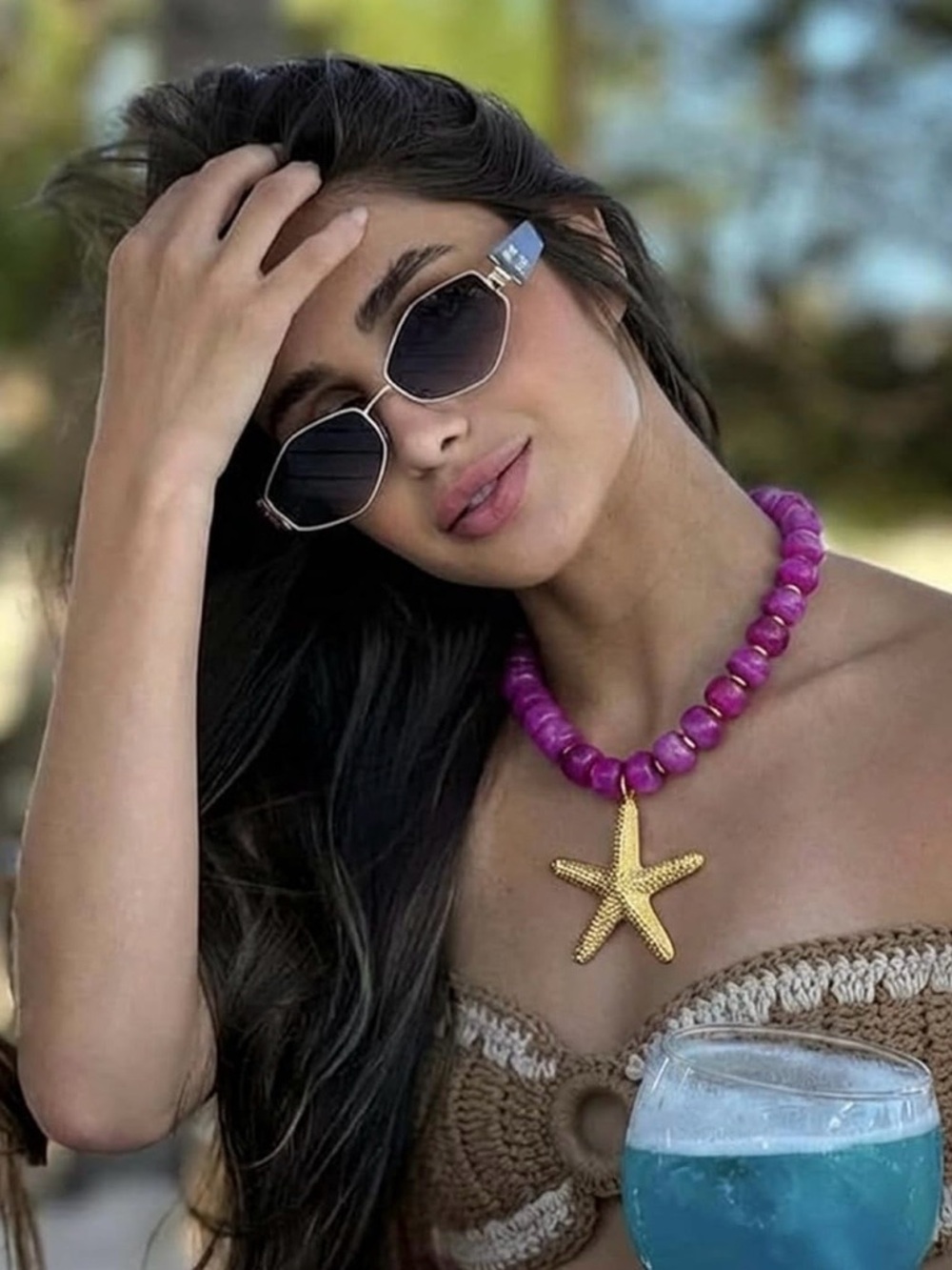 Chunky Acrylic Beaded Starfish Necklace